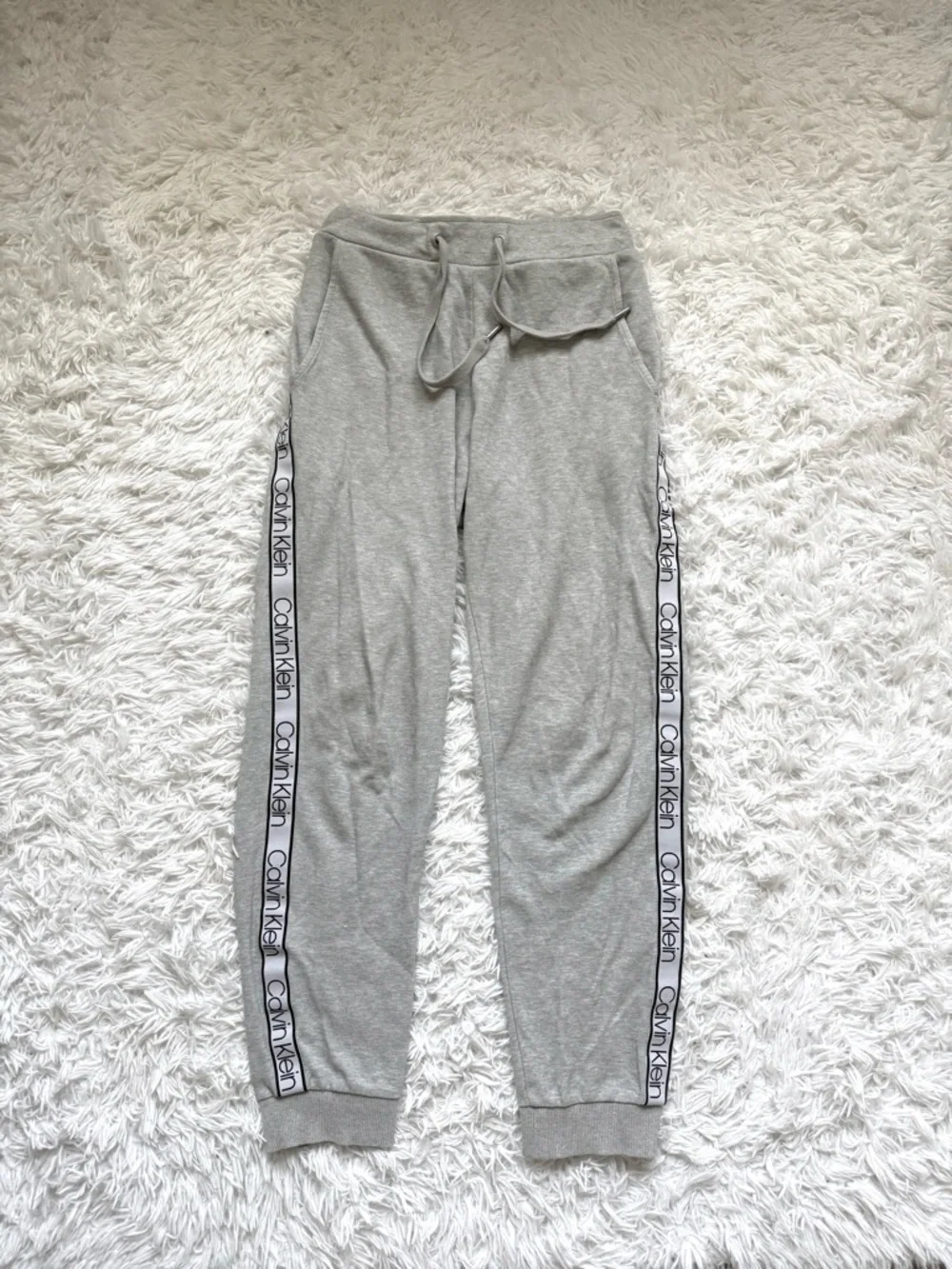 Calvin Klein Light Gray Logo-Strip Jogger Pants